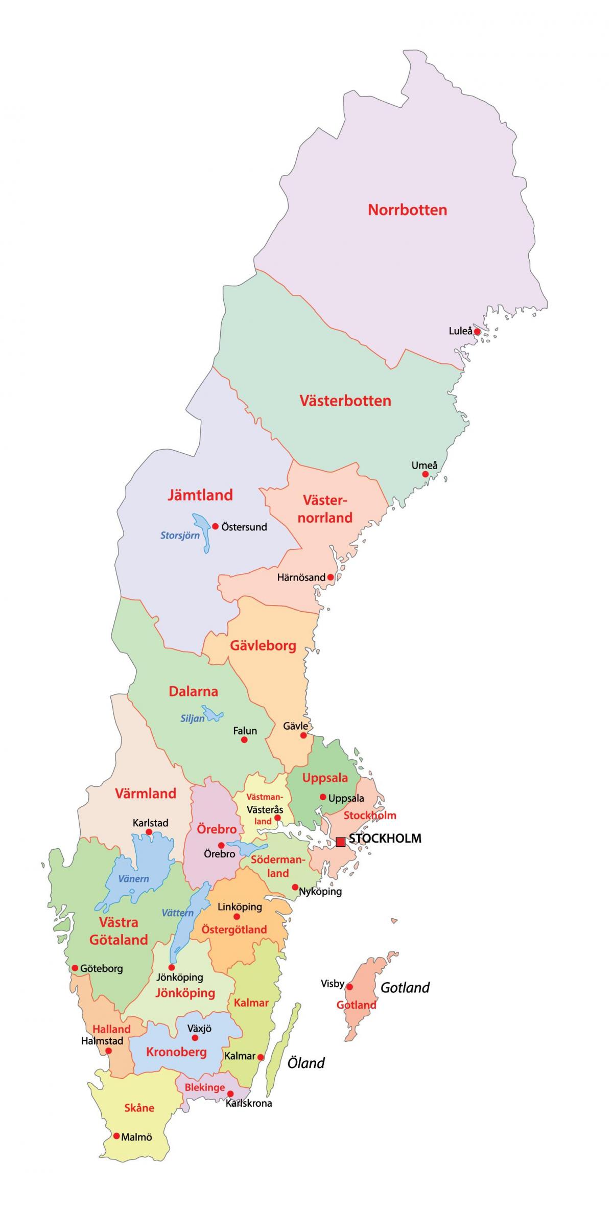 Svezia mappa dello stato