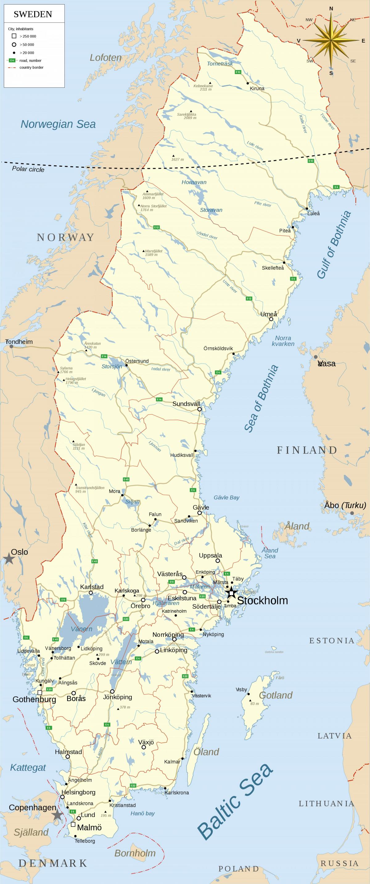 Fiumi in Svezia mappa