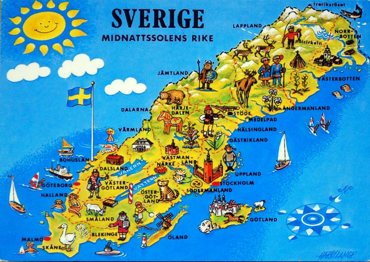 Mappa delle attrazioni turistiche di Svezia